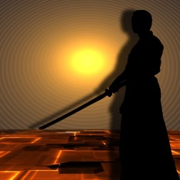 Samurai swordsman in silhouette