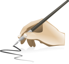drawing of a hand with a pen