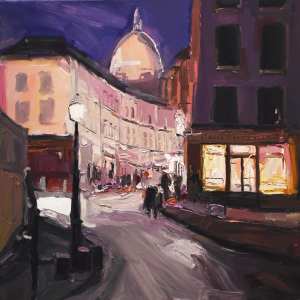 night scene with curved road in Montmartre