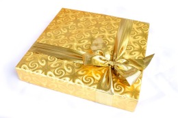 gift box wrapped in gold paper