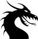 black silhouette of a dragon head with open mouth