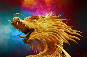 Golden-colored dragan head
